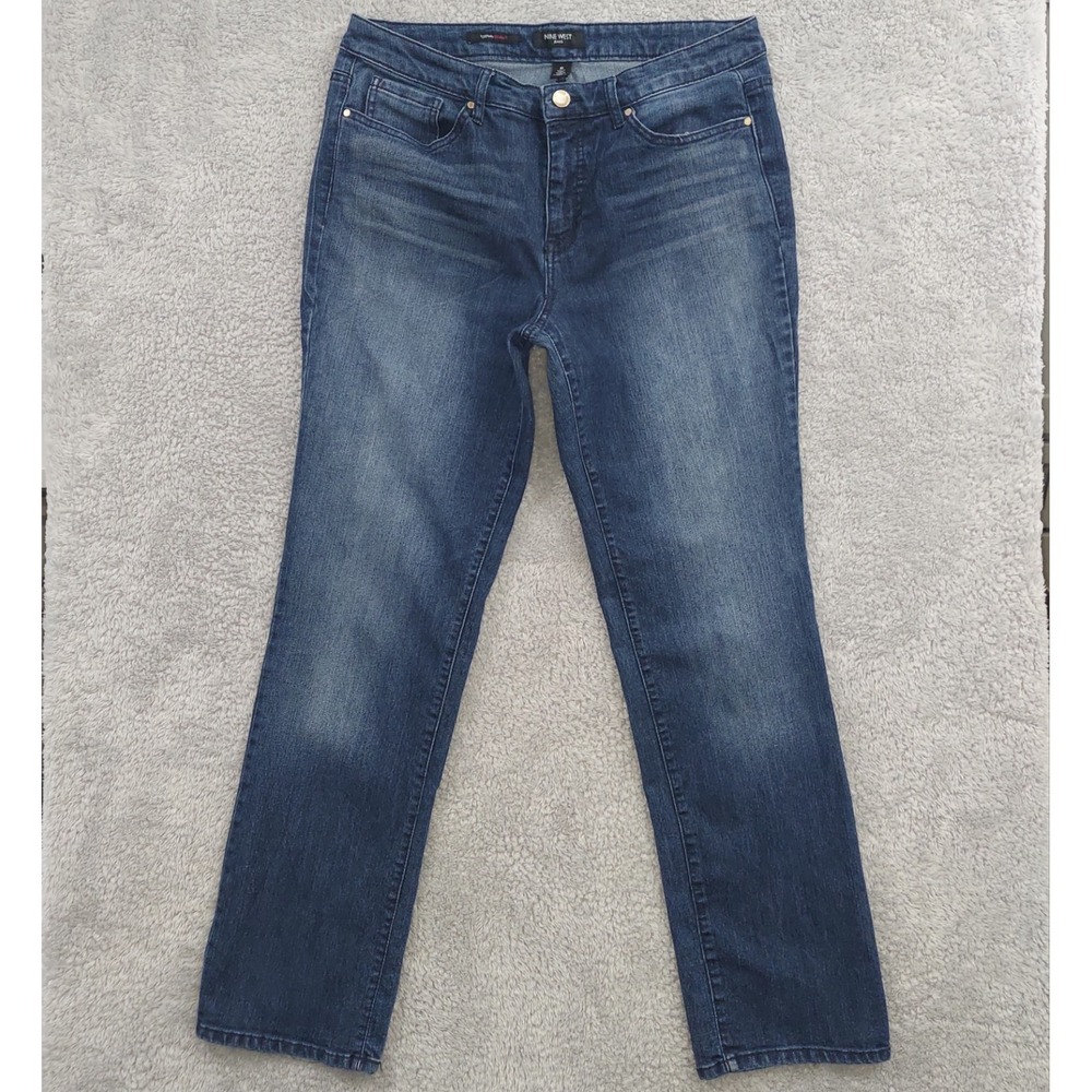 Nine West Women's 16‎ Rosemary Straight Jeans Medium Wash Embellished Pockets